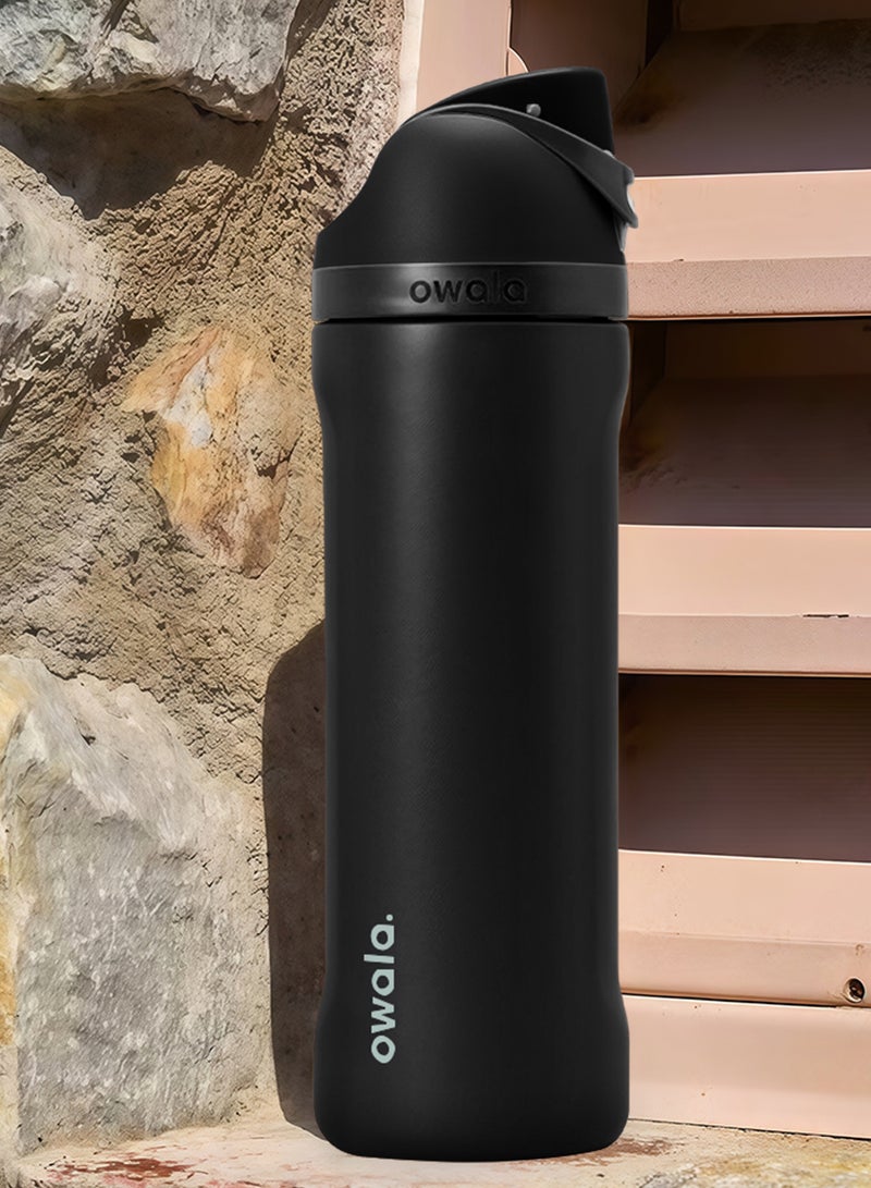 زجاجة مياه معزولة من الفولاذ المقاوم للصدأ مع شفاطة للرياضة والسفر، 24 أونصة، لون أسود، 24 أونصة - Image 5